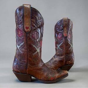 1990s Dan Post “Bluebird” Inlay — Women’s 6 M Vintage Cowboy Cowgirl Boots